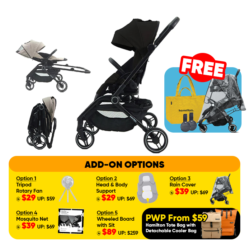 [NEW LAUNCHED] Hamilton T1 Turnable Stroller + FREE GIFT + Add On Options